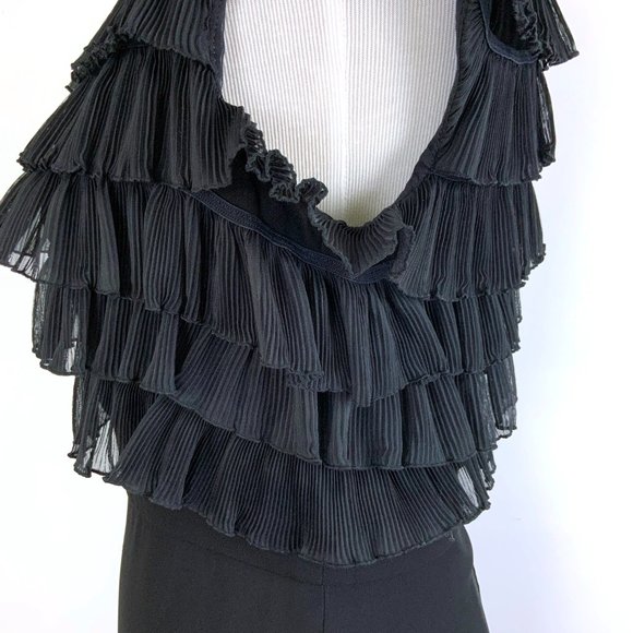 Vintage Badgley Mischka Black Tiered Ruffle Cocktail Party Dress Size 6 - Picture 10 of 16